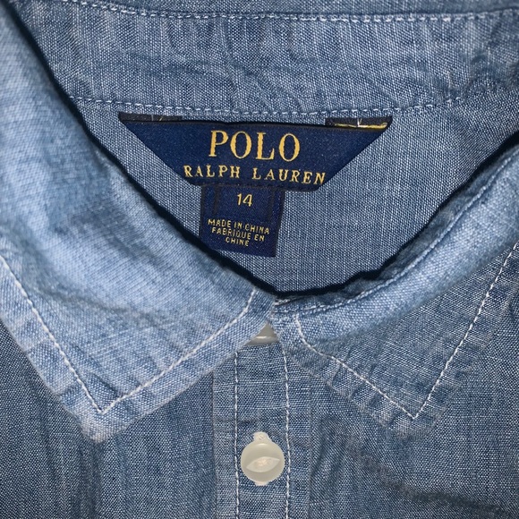 Ralph Lauren Girls Chambray Long Sleeve Shirt - Picture 3 of 4